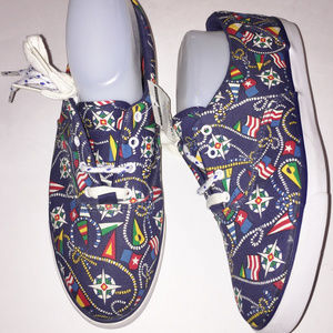 LIZ CLAIBORNE Navy Canvas Nautical Theme Sneakers
